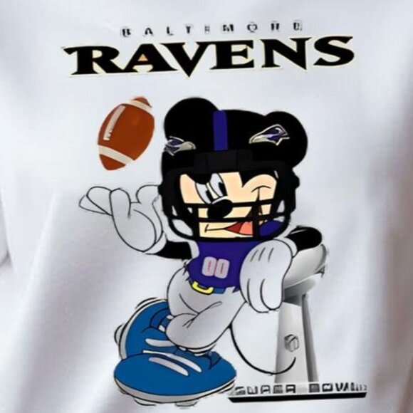 Baltimore Ravens Crewneck Sweatshirt Mickey Disney Super Bowl Cozy Team Gift 17 - Picture 2 of 6